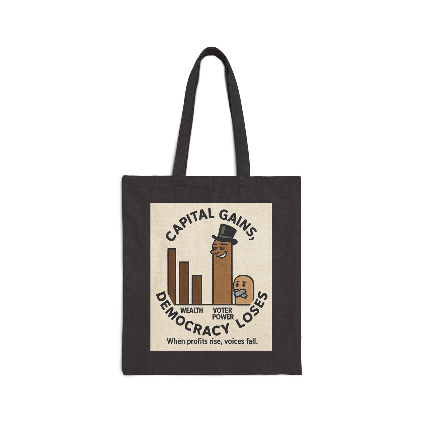 Tote Bag - Capital Gains, Eco-Friendly Canvas Tote, Democracy Advocacy, Gift for Activists, Protest Bag, Reusable Grocery Bag