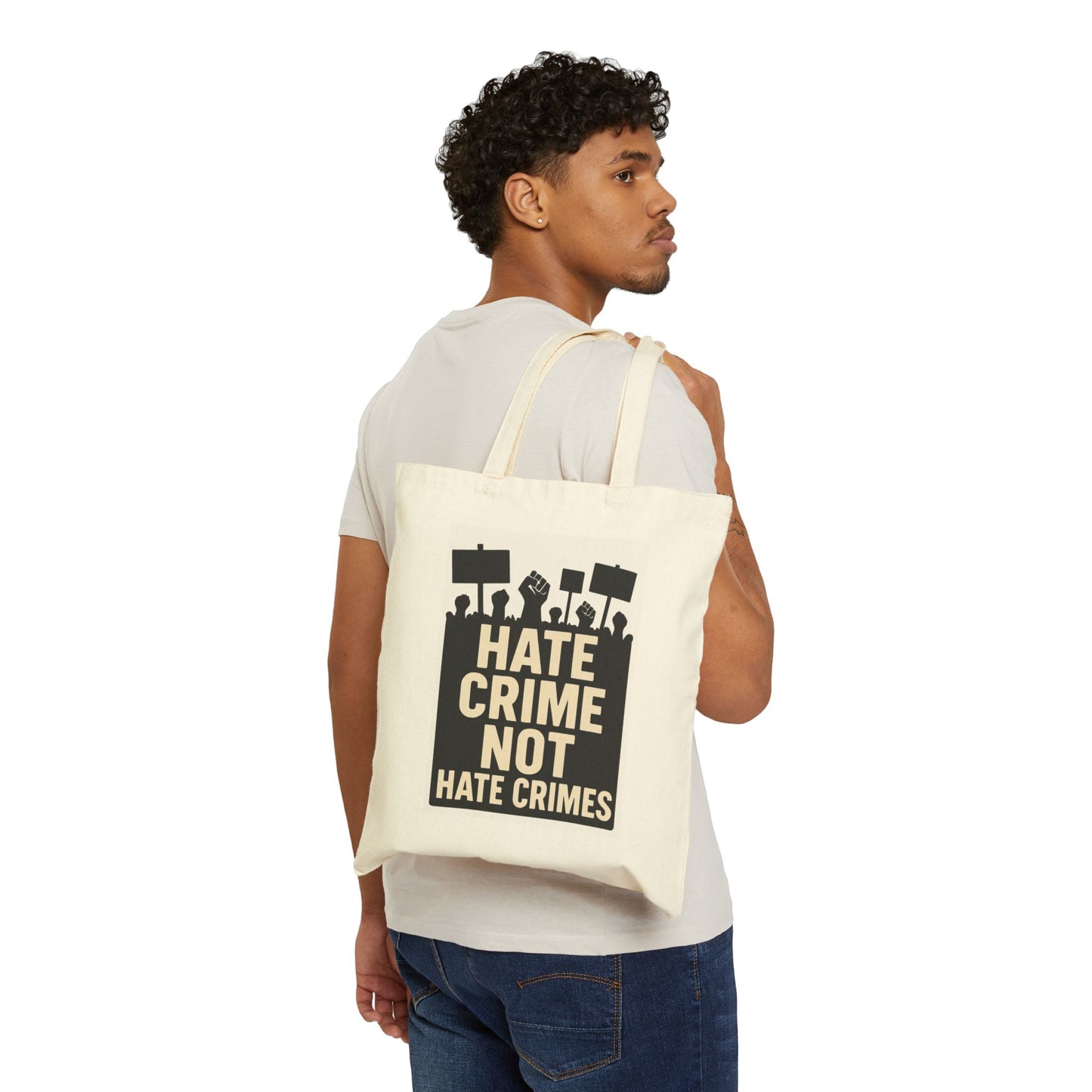 Tote Bag - Hate Crime, Not Hate Crimes; Eco-Friendly Canvas Tote, Democracy Advocacy, Gift for Activists, Protest Bag, Reusable Grocery Bag