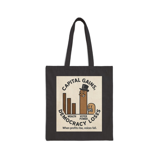 Tote Bag - Capital Gains, Eco-Friendly Canvas Tote, Democracy Advocacy, Gift for Activists, Protest Bag, Reusable Grocery Bag