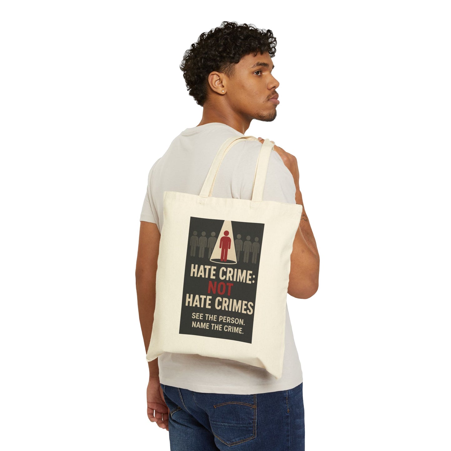 Tote Bag - Hate Crime, Not Hate Crimes (BG); Eco-Friendly Canvas Tote, Democracy Advocacy, Gift for Activists, Protest Bag, Reusable Grocery Bag